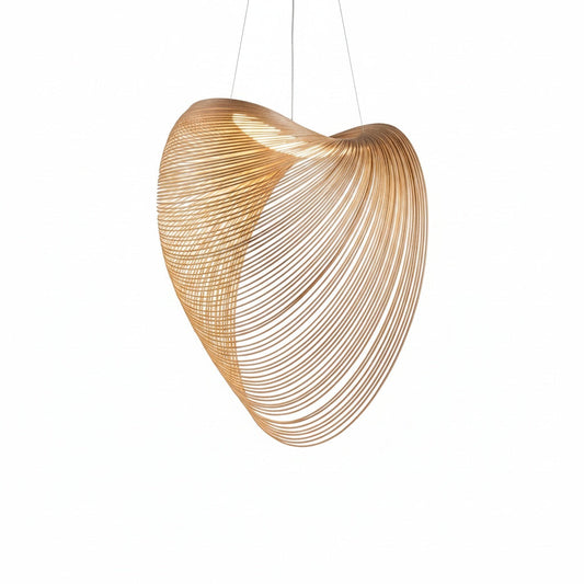 Lampa Wisząca Skandynawska z Drewnianych Listew o Organicznym Kształcie