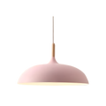 Lampa Wisząca Skandynawska z Okrągłym Kloszem i Drewnianym Akcentem