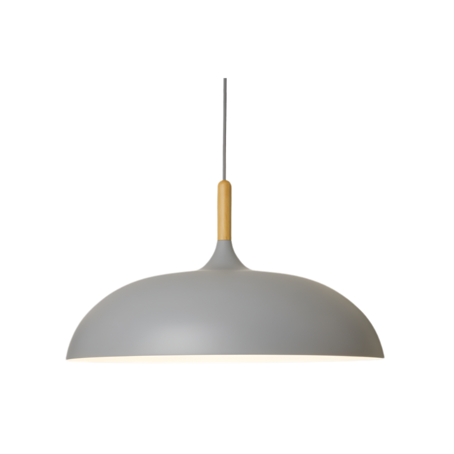 Lampa Wisząca Skandynawska z Okrągłym Kloszem i Drewnianym Akcentem