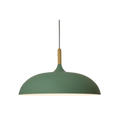 Lampa Wisząca Skandynawska z Okrągłym Kloszem i Drewnianym Akcentem