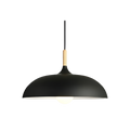 Lampa Wisząca Skandynawska z Okrągłym Kloszem i Drewnianym Akcentem
