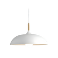 Lampa Wisząca Skandynawska z Okrągłym Kloszem i Drewnianym Akcentem