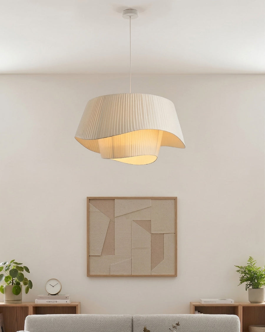 Lampa Wisząca Skandynawska z Plisowanym Kloszem i Organiczną Formą