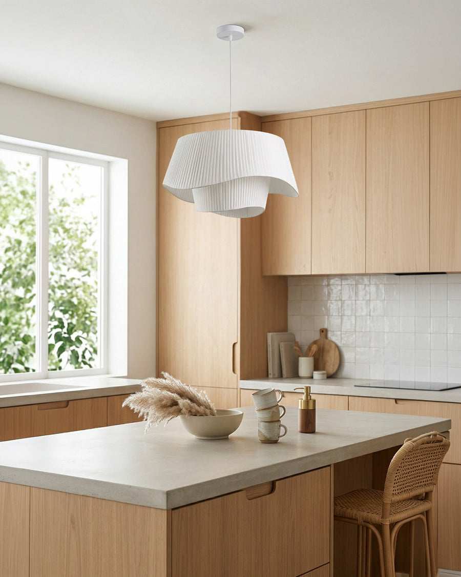 Lampa Wisząca Skandynawska z Plisowanym Kloszem i Organiczną Formą