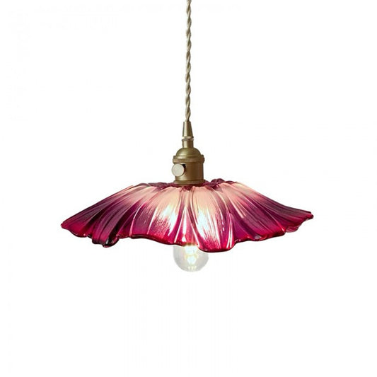 Lampa Wisząca z Kwiatowym Kloszem ze Szkła