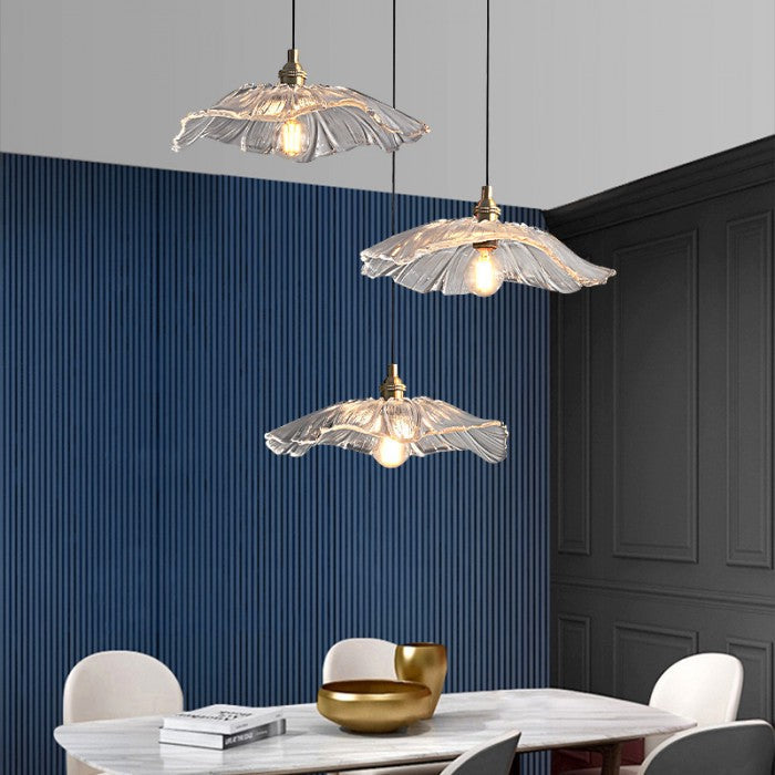 Lampa Wisząca z Kwiatowym Kloszem ze Szkła