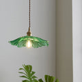 Lampa Wisząca z Kwiatowym Kloszem ze Szkła