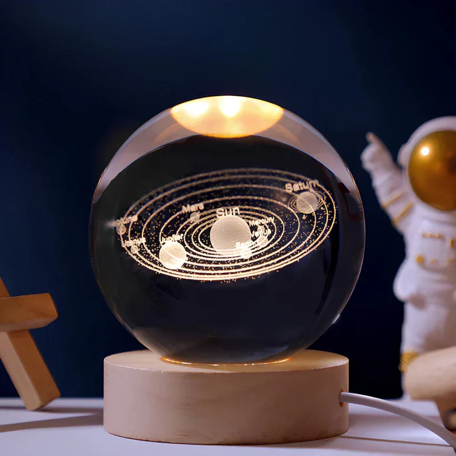 Lampka Nocna Kryształowa Kula z Grawerowaniem 3D LED USB