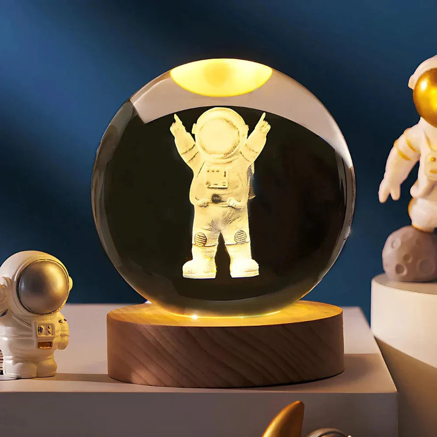 Lampka Nocna Kryształowa Kula z Grawerowaniem 3D LED USB