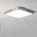Plafon Sufitowy LED z Drewnianym Akcentem Okrągły i Kwadratowy