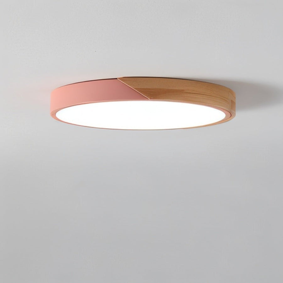 Plafon Sufitowy LED z Drewnianym Akcentem Okrągły i Kwadratowy