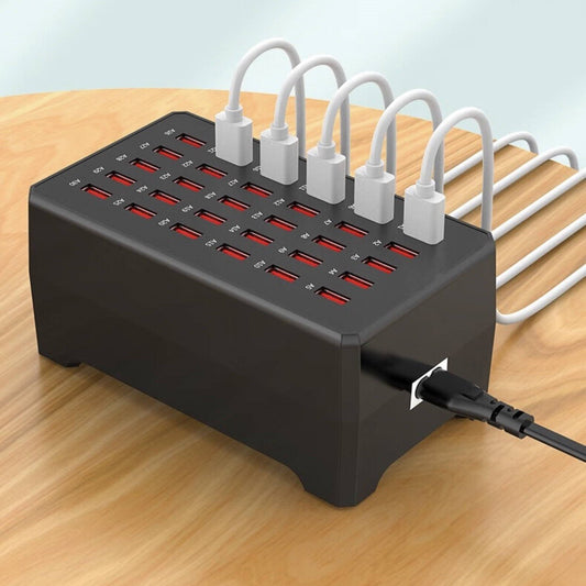 Stacja Ładowania USB 30 Portów z Wyświetlaczem LED i Kablami